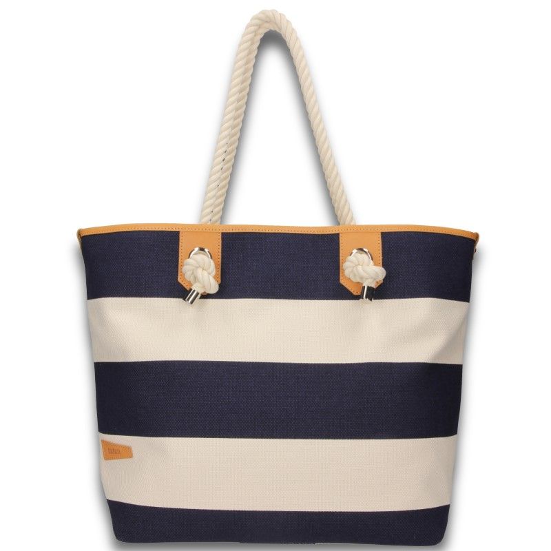 Borsa tote bag da portare alla spalla, chiusura con cerniera navy